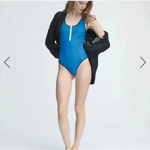 Rag & Bone NWT Blue Zip Front One Piece Swimsuit Size S